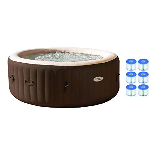 Intex PureSpa 4 Person Inflatable Jet Spa Hot Tub + 29001E S1 Filters (6 Pack)